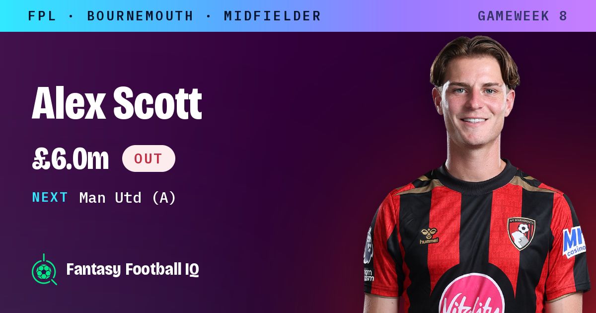 Alex Scott FPL: Out, £6.0m & Projection | Fantasy Football IQ