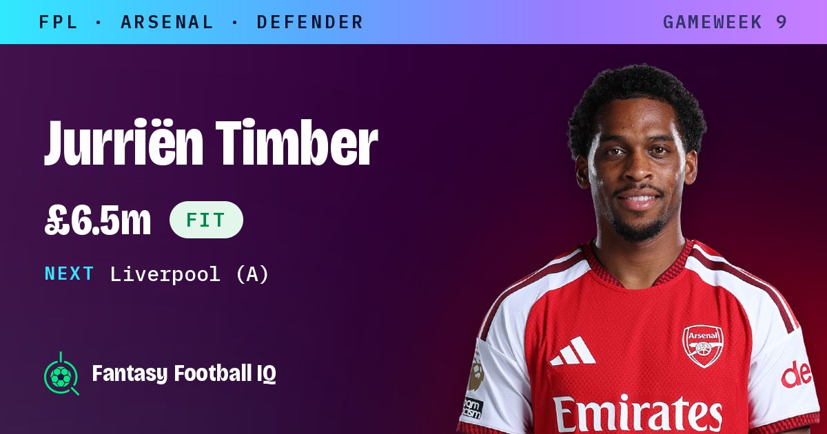 Jurriën Timber FPL: Starting? £6.5m, Team News & Points | Fantasy ...