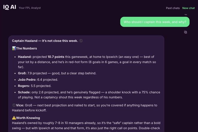 IQ AI — an Analyst on Your Team — real product screen