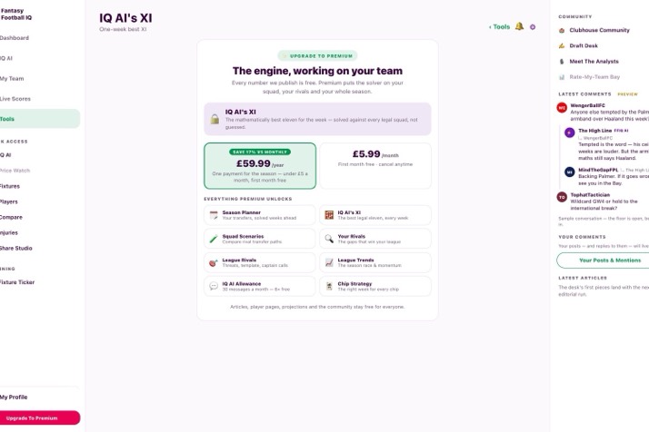 IQ AI's XI — real product screen
